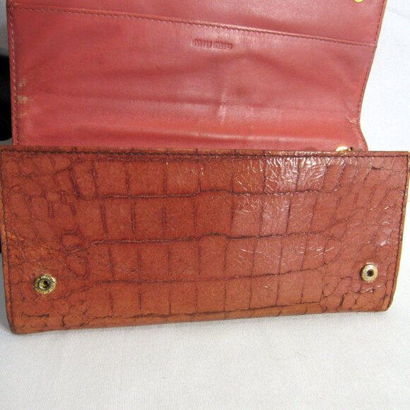 MIU MIU by PRADA  LONG CROC EMBOSSED WALLET, USED BUT WELL CARED FOR - Picture 7 of 14